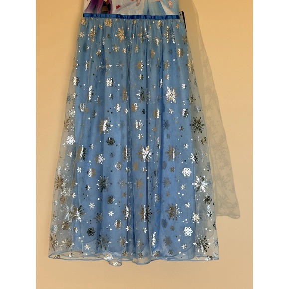 Disney Frozen Blue Mesh Metallic Snowflake Overlay Nightgown Youth Medium 8 NEW - Picture 4 of 13